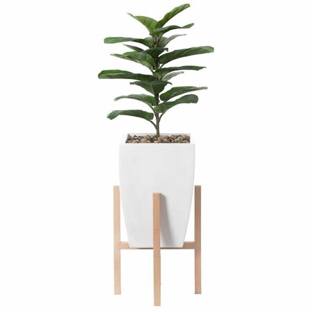 PATIO TRASERO 16.5 x 11.25 x 11.25 in. Indoor Decorative Square Planter with Wooden Stand White PA3184530